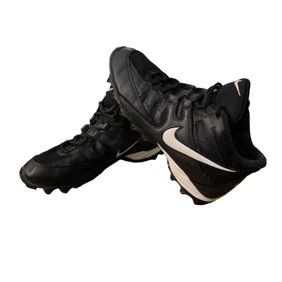 Nike Phylon High-Top Football‎ Cleats Size 10 Men's Rubber Botton Black White - Picture 1 of 8